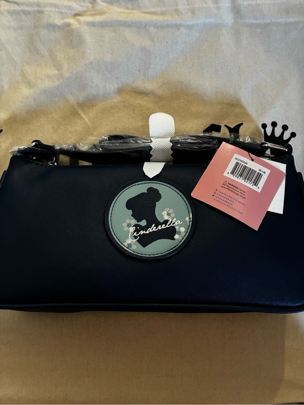 Cinderella Navy Crossbody Bag with Silhouette Patch